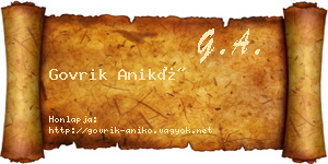 Govrik Anikó névjegykártya