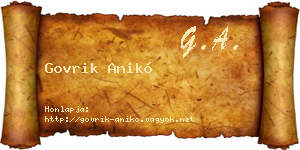 Govrik Anikó névjegykártya